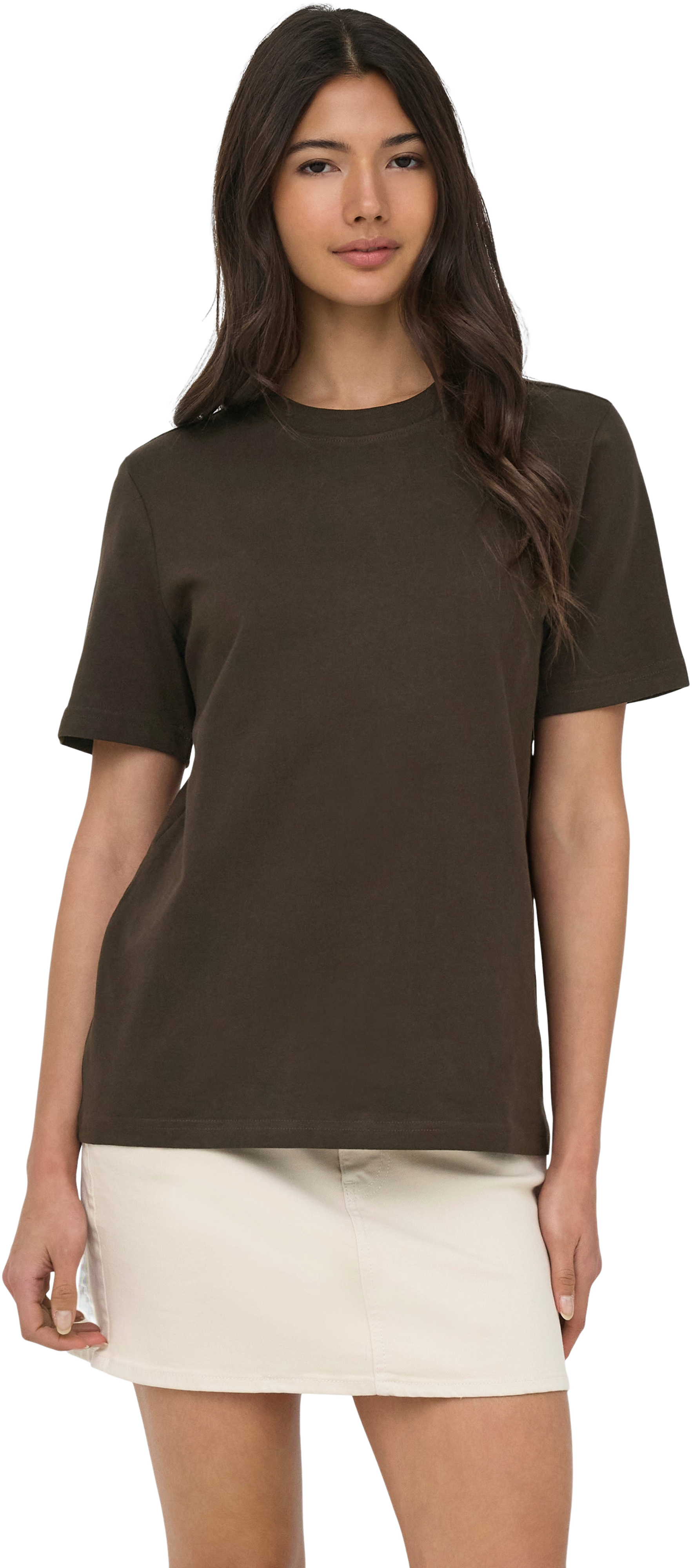 Футболка хлопковая женская ONLY Onlmonja S/S Tee Jrs Noos 15320892 S шоколадная фото 1