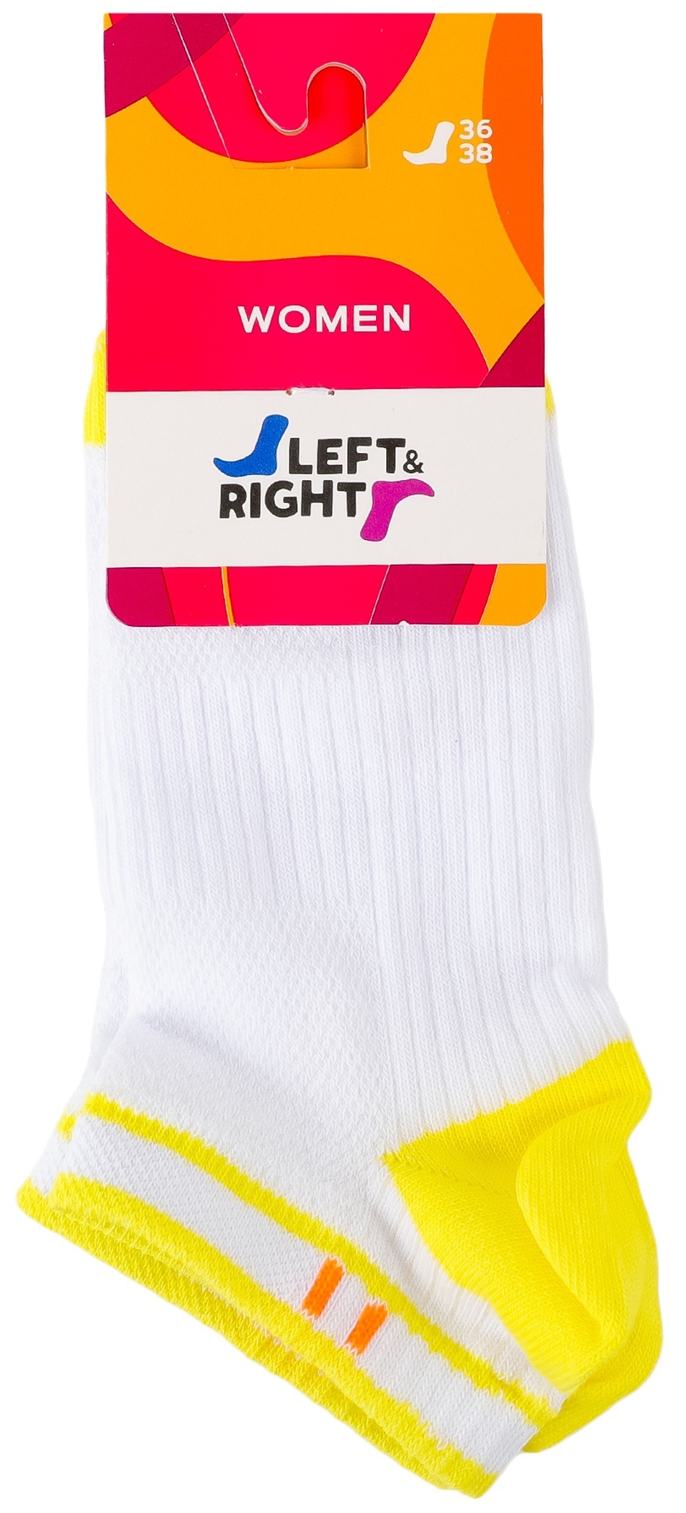 Шкарпетки короткі жіночі Left&Right L&R 120 36-38 білі/жовті фото1