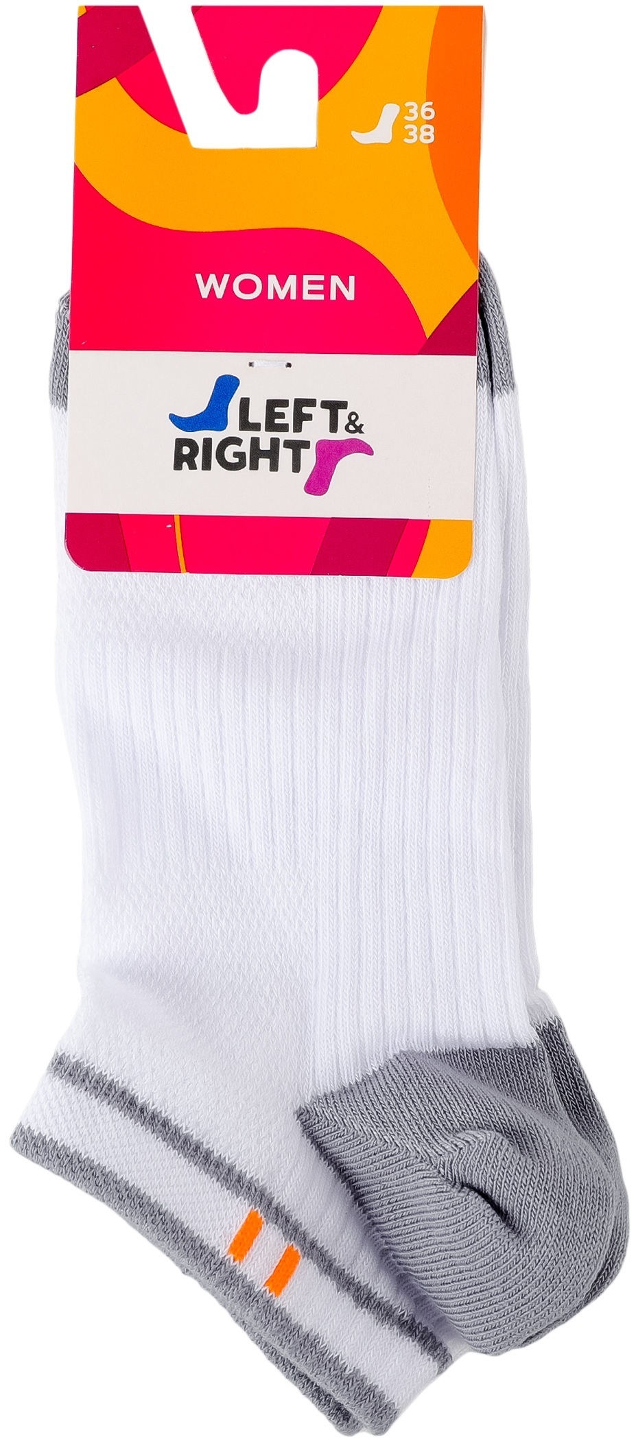 Шкарпетки короткі жіночі Left&Right L&R 120 36-38 білі/сірі фото1