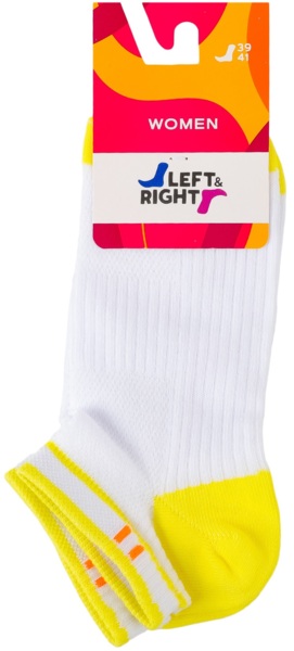 Шкарпетки короткі жіночі Left&Right L&R 120 39-41 білі/жовті фото