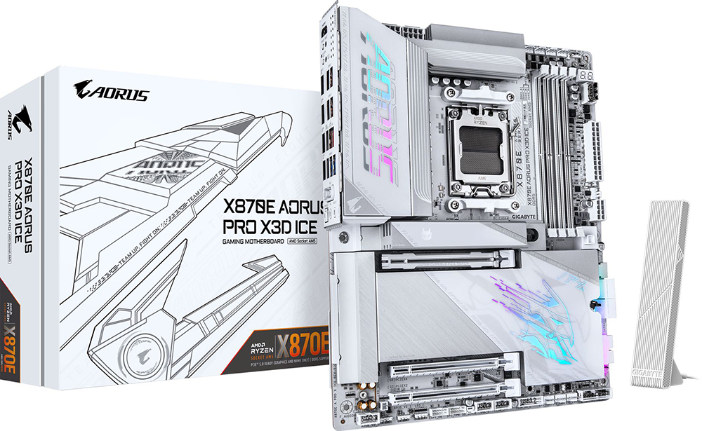 Материнская плата GIGABYTE X870E AORUS PRO X3D ICE (X870E A PRO X ICE) фото 1