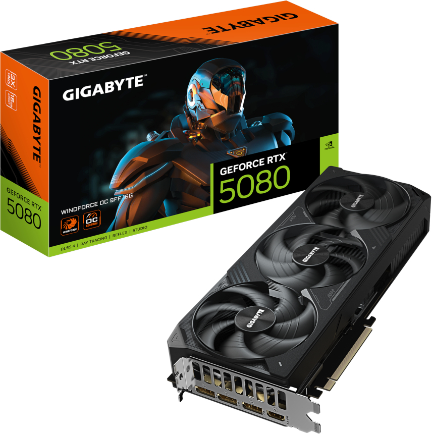 Видеокарта GIGABYTE PCIE16 RTX5080 16GB GDDR7 (GV-N5080WF3OC-16GD) фото1