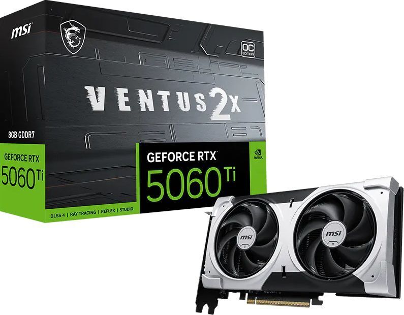 Видеокарта MSI PCIE16 RTX5060TI 8GB GDDR7 5060TI 8G VENT 2X OC PLUS (5060TI 8G VENT 2X OC PLUS)