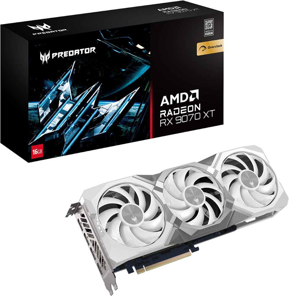 Видеокарта ACER PCI-Ex Radeon RX 9070 XT Predator 16GB GDDR6 White (DP.Z4FWW.P02) фото 1