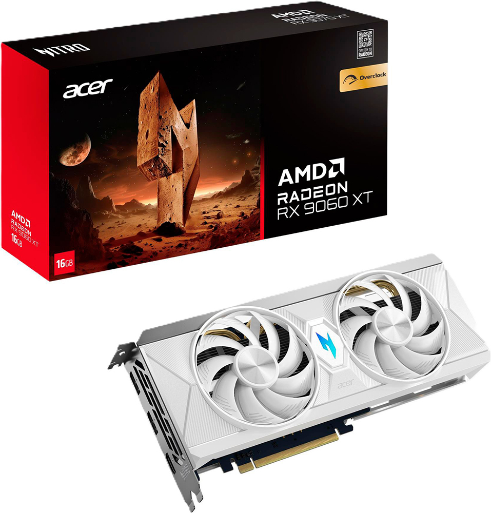 Видеокарта ACER PCIE16 RX9060XT 16GB GDDR6 WHITE (DP.Z4KWW.P02) фото 1