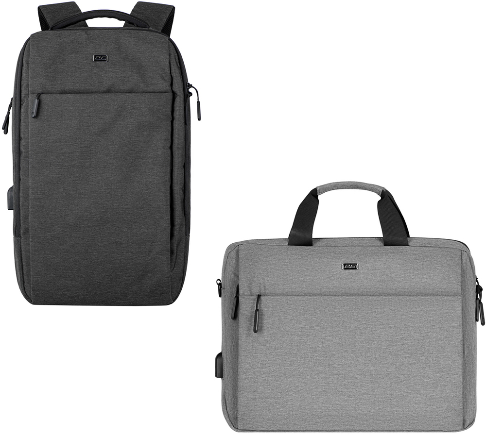 Комплект Рюкзак 2E Melange 17" Black (2E-BPN9267BK)+Сумка 2E Melange 16" (2E-CBN9265BK) фото 1
