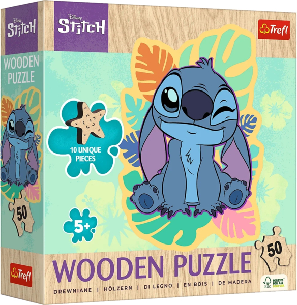 Пазл Trefl 50 Wooden Lilo&Stitch Счастливый Стич (02816)