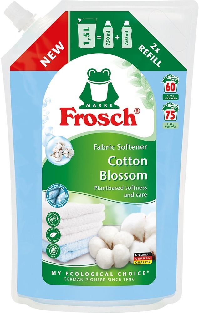 Кондиционер-ополаскиватель для белья Frosch Цветы Хлопчатника 1,5 л фото 1