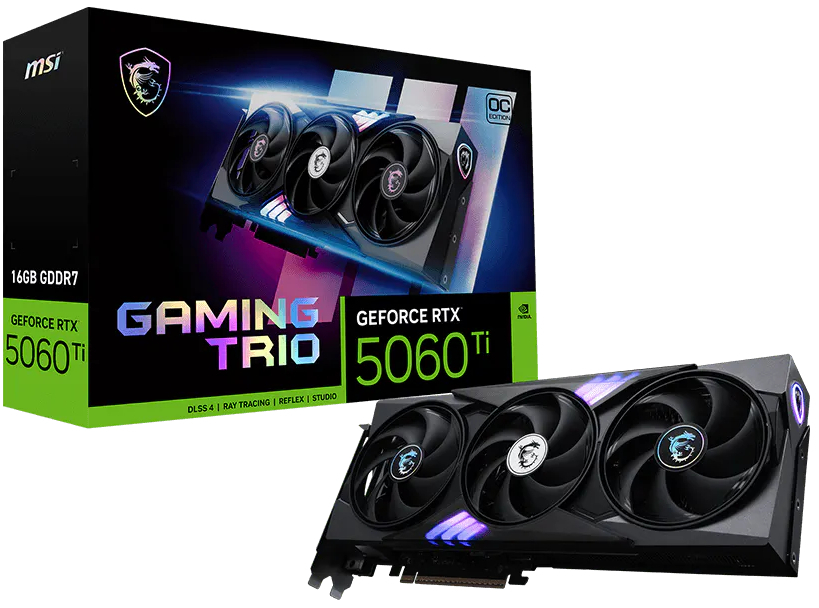 Видеокарта MSI GeForce RTX 5060 Ti 16GB GDDR7 GAMING TRIO OC (912-V535-001) фото1