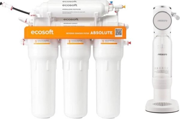 Комплект фильтра обратного осмоса Ecosoft Absolute с сифоном для газирования воды ARDESTO, белый (MO675MECO-SMW-02W)