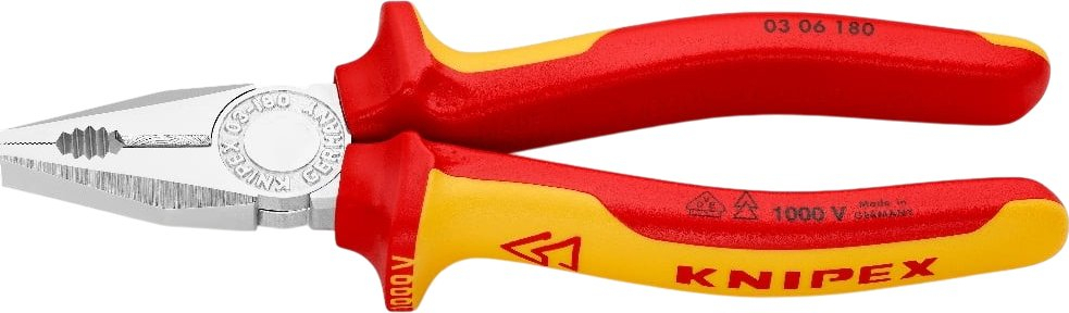 Плоскогубці KNIPEX діелектричні для робіт під напругою 180мм (03-06-180) фото1