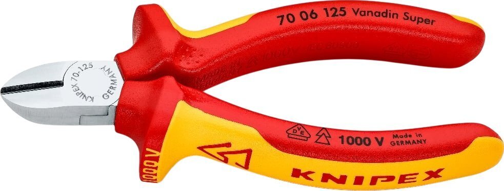 Кусачки-бокорезы KNIPEX диэлектрические для работ под напряжением, 0-4мм, 125мм (70-06-125) фото1