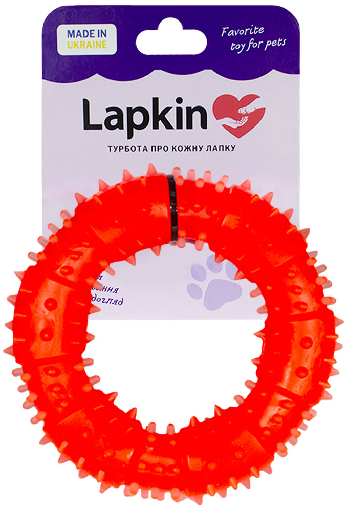 Игрушка для собак Lapkin кольцо с шипами, 12 см оранжевый фото1