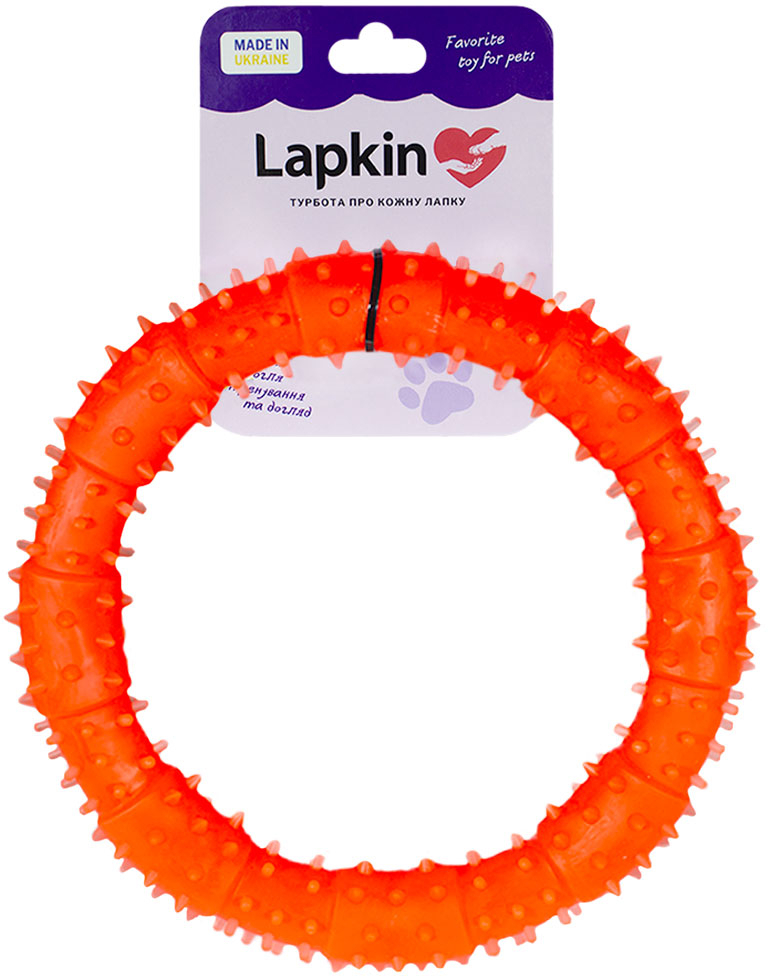 Игрушка для собак Lapkin кольцо с шипами, 20 см оранжевый фото1