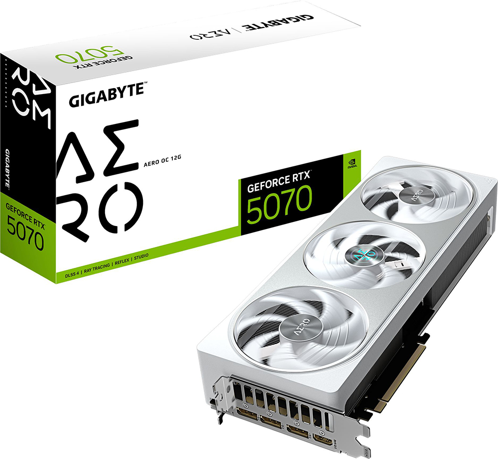 Видеокарта GIGABYTE GeForce RTX 5070 AERO OC 12GB GDDR7 (GV-N5070AERO OC-12GD) фото1