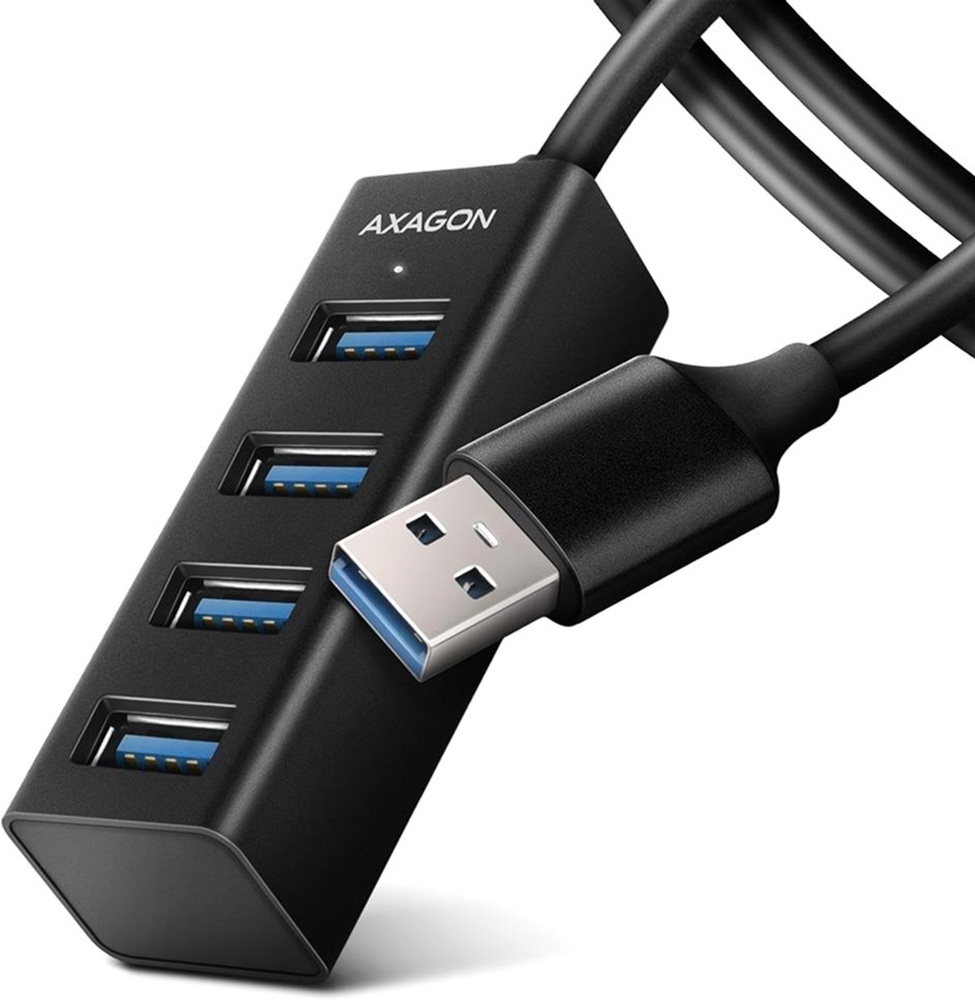 Хаб AXAGON HUE-M1AL SuperSpeed USB-A MINI hub, USB-A кабель 120см, фото1