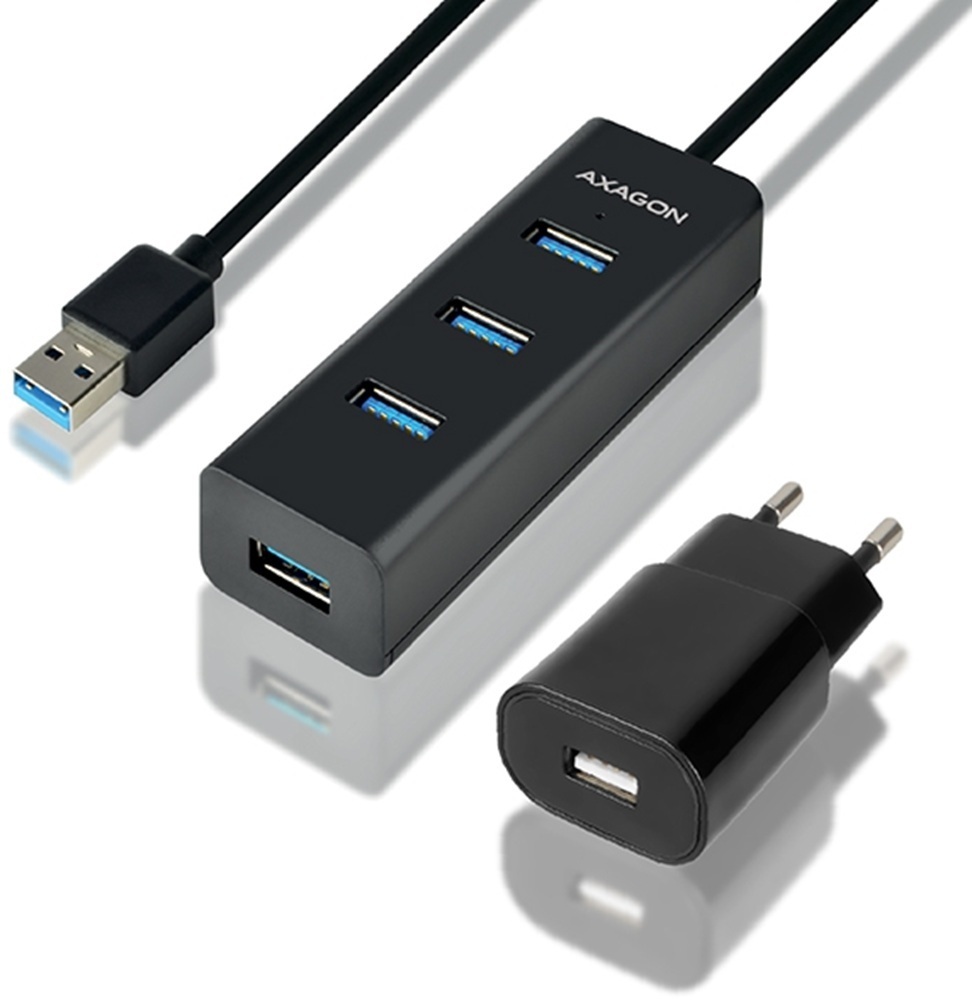 Хаб AXAGON HUE-S2BP USB3.0 CHARGING hub, 1.2м кабель, MicroUSB фото1