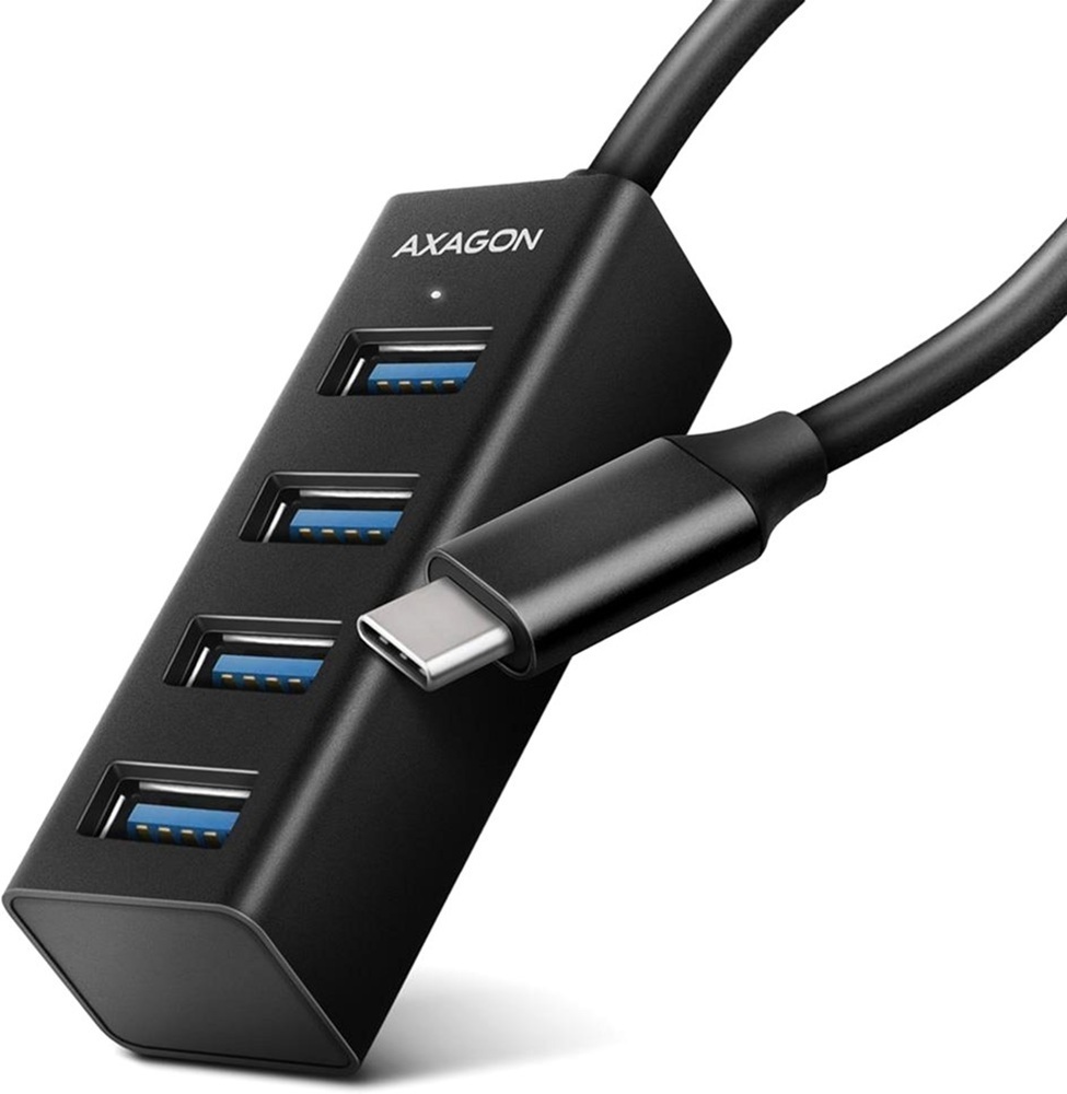 Хаб AXAGON HUE-M1C SuperSpeed USB-C MINI hub, USB-C кабель 20см, фото1