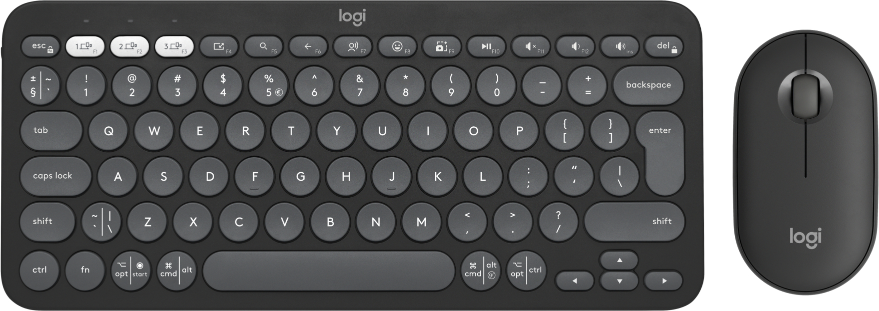 Комплект Logitech Pebble 2 Combo, TONAL, GRAPHITE, 2.4GHZ/BT, GRAPHITE фото1