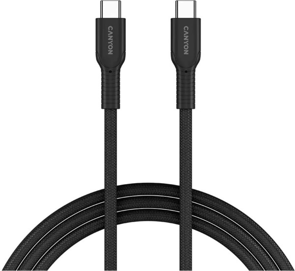 Кабель Canyon OnWire 60CL Type-C - Type-C 60W Color Braided 1m Black (CND-CCAP60AB10B)
