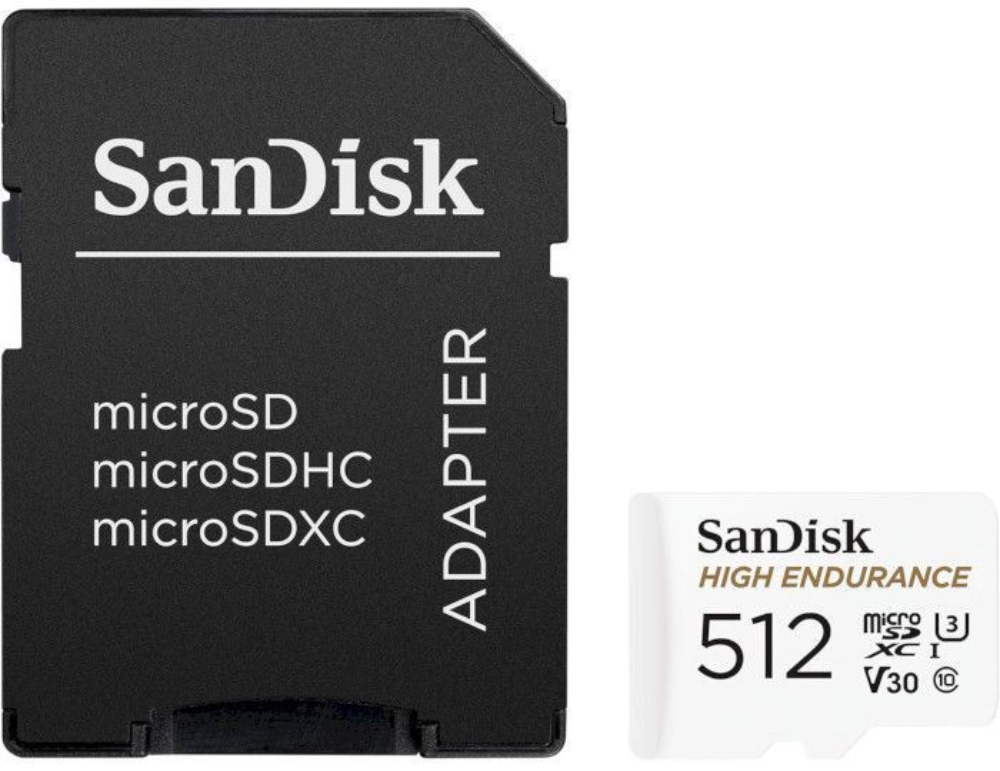 Карта памяти SanDisk microSDXC High Endurance 512GB UHS-I U3 V30 + SD Adapter (SDSQQNR-512G-GN6IA) фото1