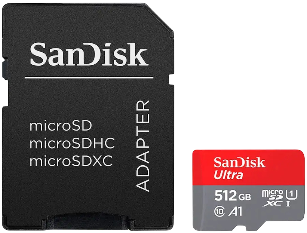 Карта памяти SanDisk 512 GB microSDXC UHS-I Ultra A1 + SD adapter (SDSQUAC-512G-GN6MA)
