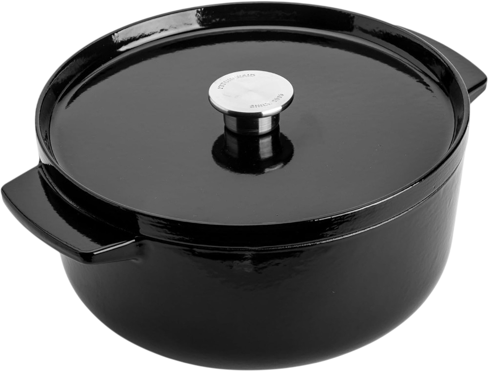 Кастрюля чугунная с крышкой KitchenAid, 26 см, 5,2 л, черная (CC006061-001) фото1