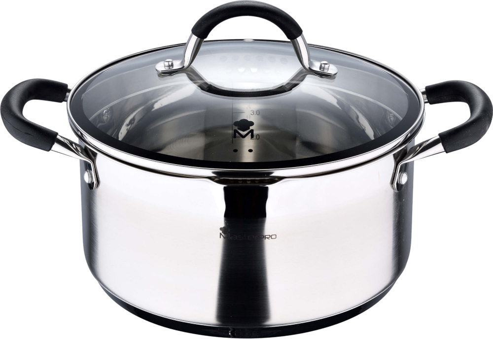 Кастрюля с крышкой MasterPro Foodies collection, 5 л (BGMP-1502-BK)