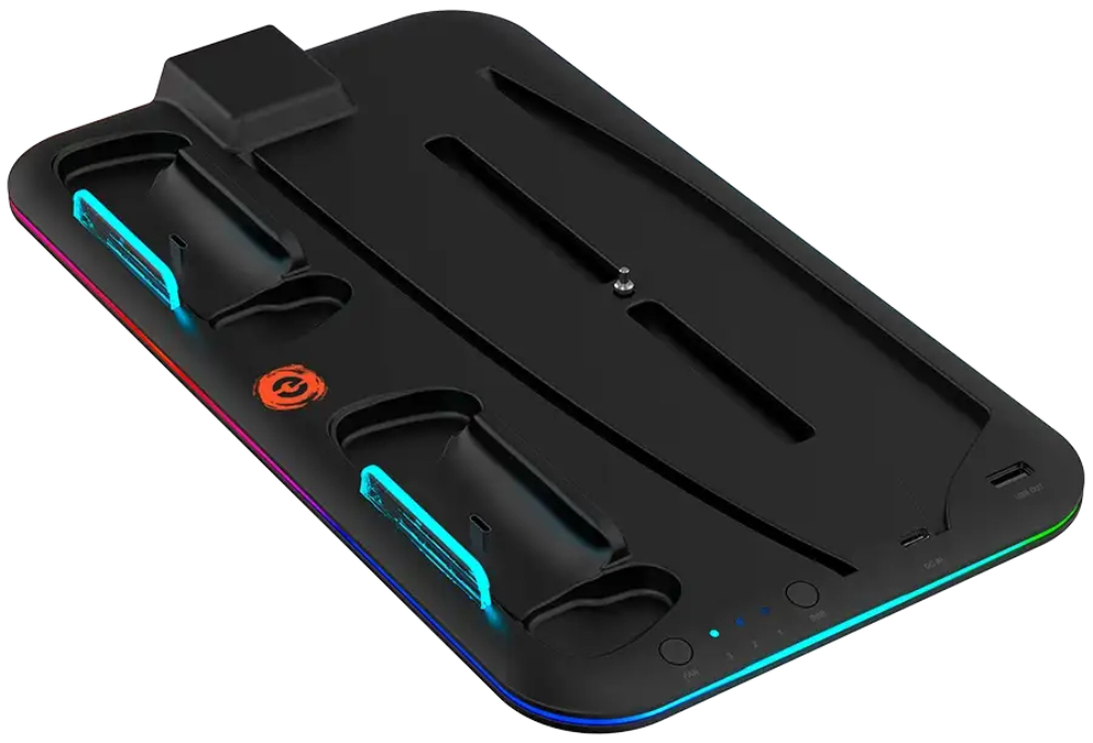 Подставка для PS5 Canyon CS-5 RGB с зарядкой для геймпадов Black (CND-CSPS5B) фото1