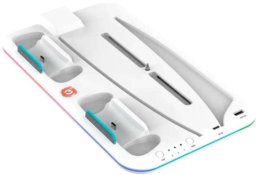 Подставка для PS5 Canyon CS-5 RGB с зарядкой для геймпадов White (CND-CSPS5W) фото1
