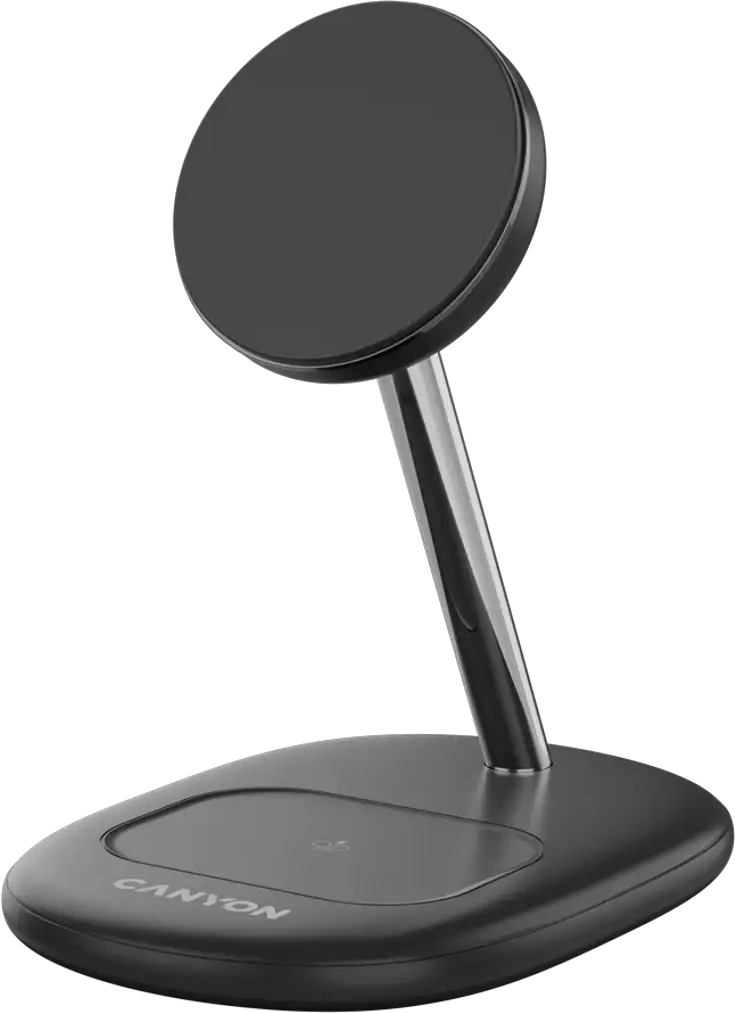 Беспроводное зарядное устройство Canyon WCS-205 15 Вт Qi2 2-в-1 Black (CNS-WCS205B) фото1