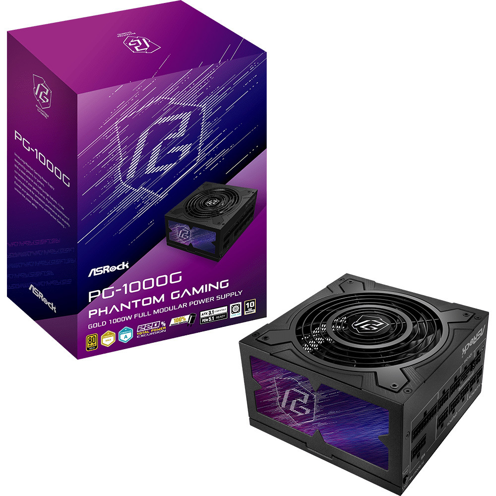 Блок живлення ASROCK 1000W, 80 Pluse GOLD (PG-1000G) фото1