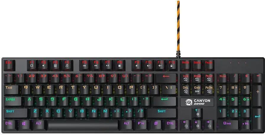 Игровая клавиатура Canyon Deimos GK-4 Rainbow US Wired Black (CND-SKB4-US) фото1