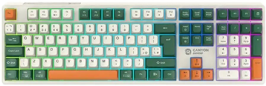 Игровая клавиатура Canyon Shadder GKW-11 Mech RGB UK/US Wireless White (CND-SKBW11) фото1