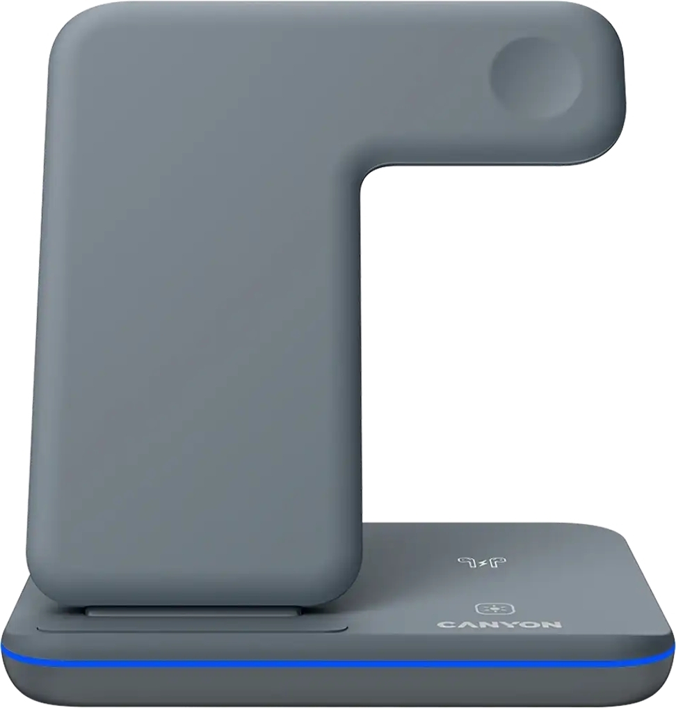 Беспроводное зарядное устройство Canyon WS-303 3 в 1 QI Dark Grey (CNS-WCS303DG) фото1