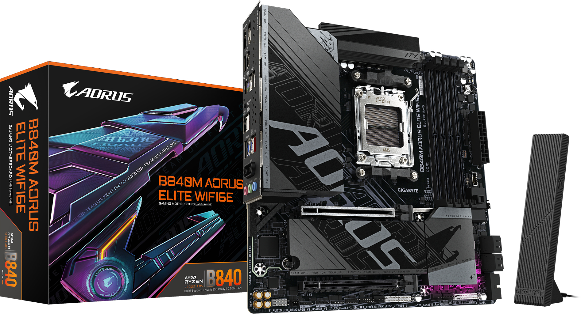 Материнcкая плата GIGABYTE AMD B840 (B840M_AORUS_ELITE_WIFI6E) фото1