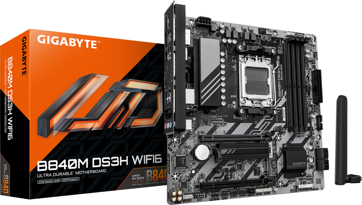 Материнcкая плата GIGABYTE AMD B840 (B840M_DS3H_WIFI6)