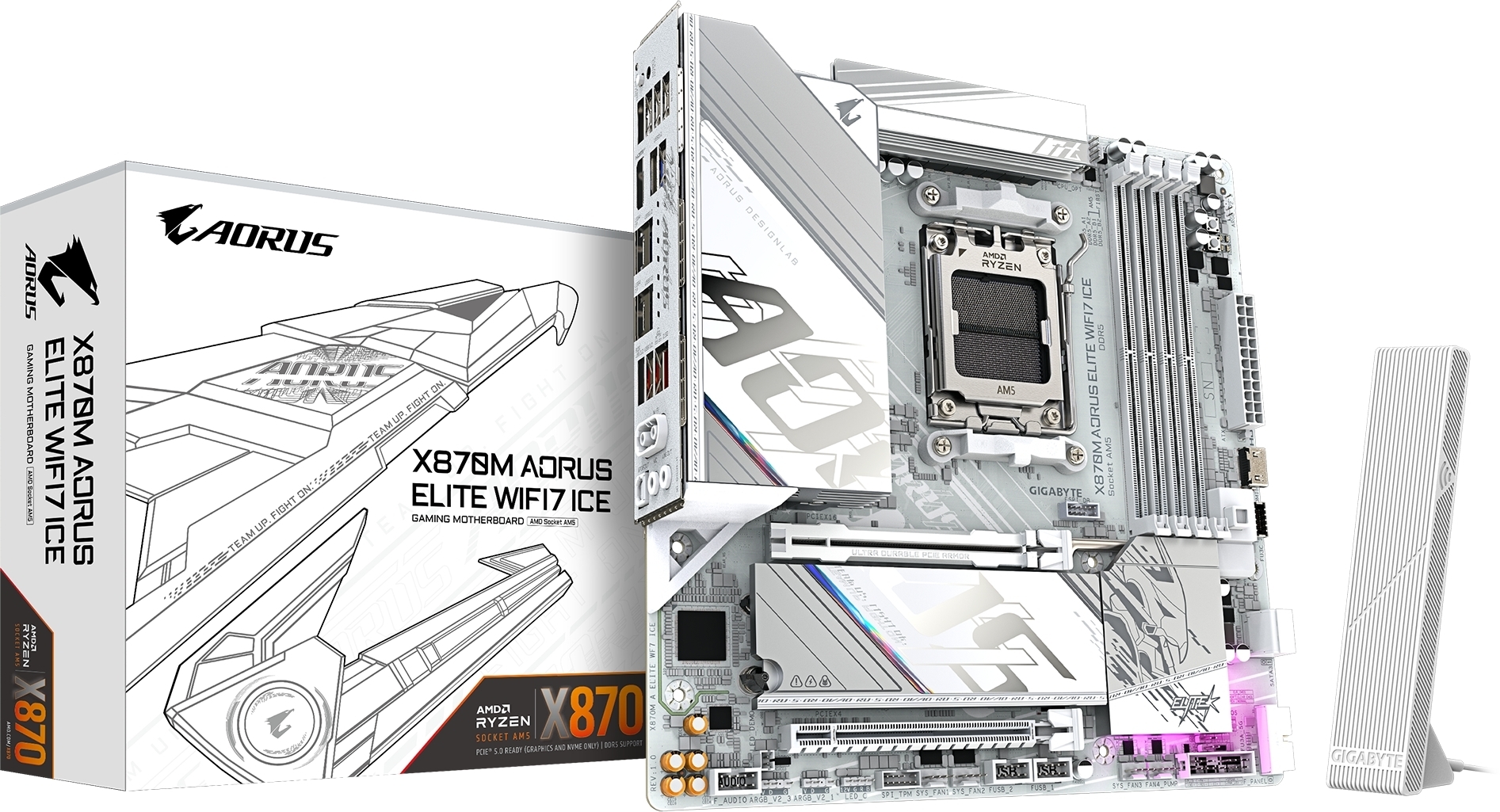Материнcкая плата GIGABYTE AMD X870 (X870M_AORUS_ELITE_WIFI7_ICE) фото1
