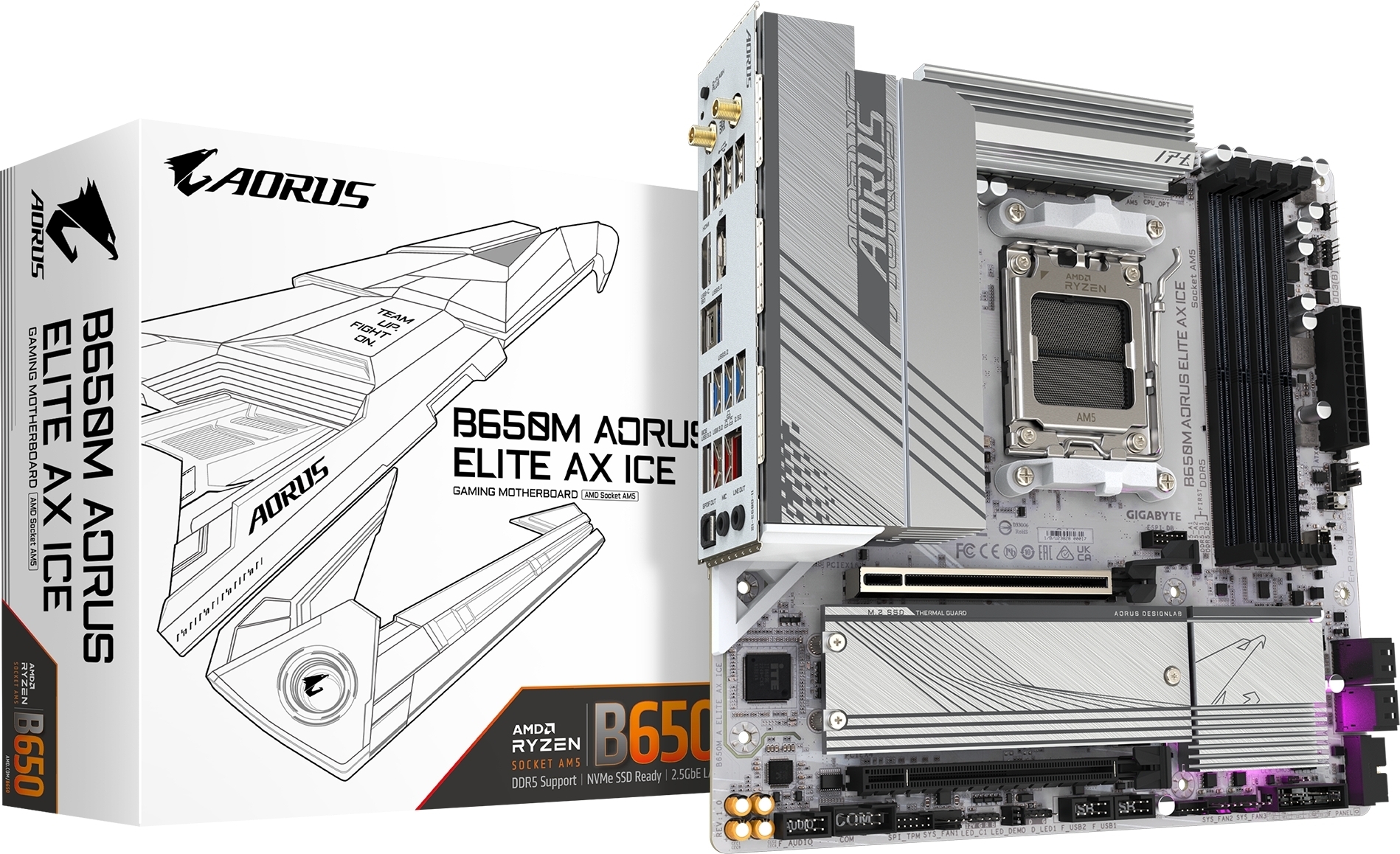 Материнcкая плата GIGABYTE AMD B650 (B650M_AORUS_ELITE_AX_ICE) фото1