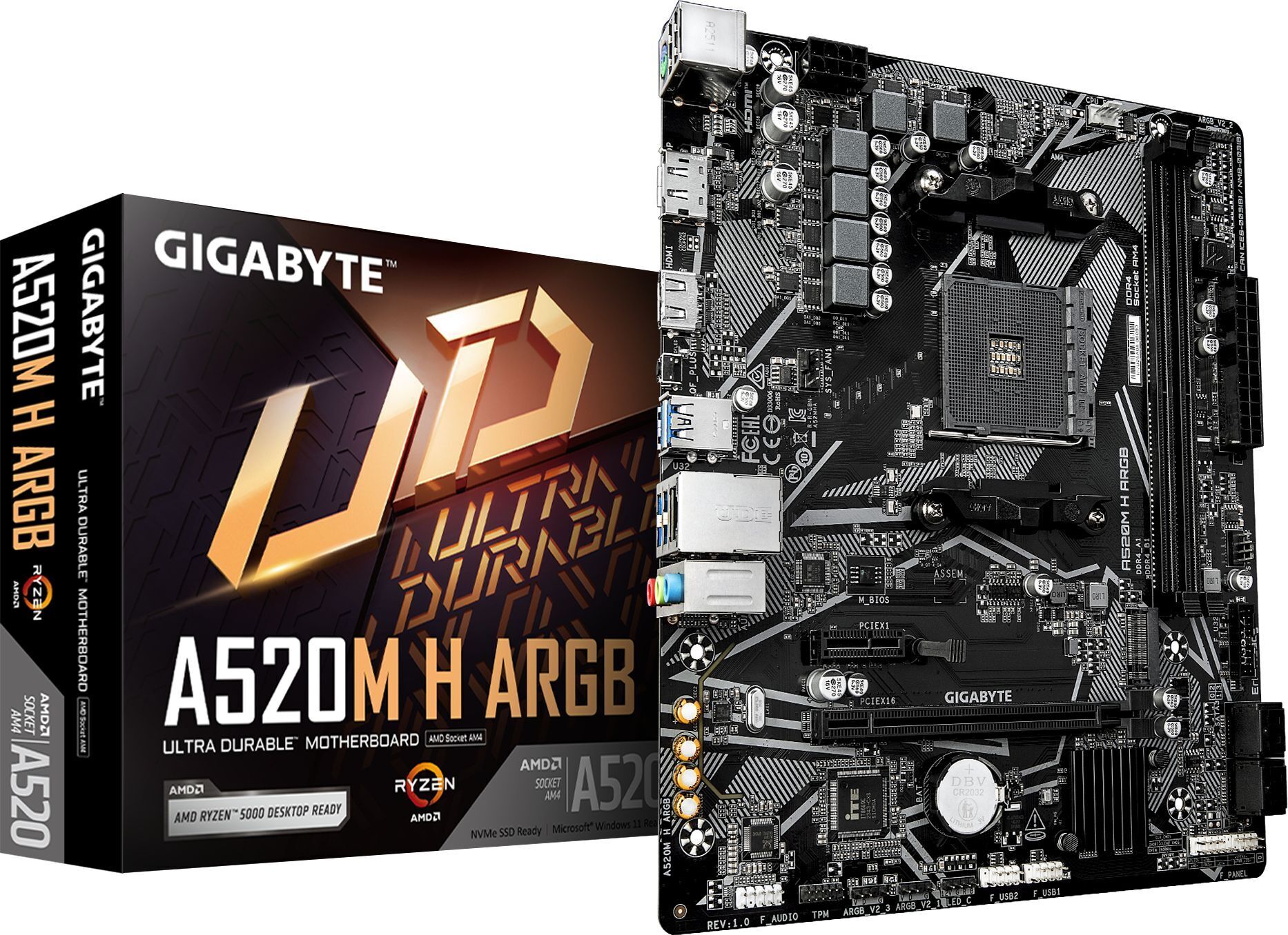 Материнcкая плата GIGABYTE AMD A520 (A520M_H_ARGB) фото1