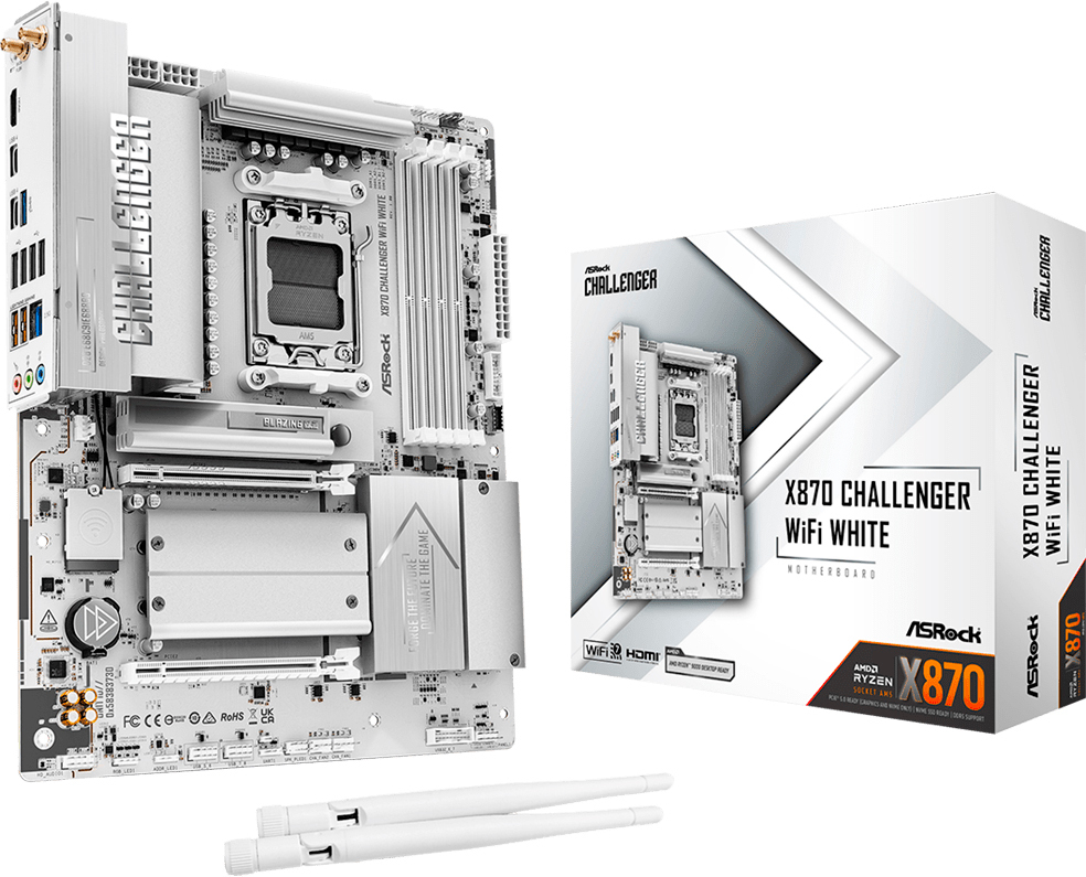 Материнcкая плата ASRock X870 CHALLENGER WIFI WHITE (X870_CHALLENGER_WIFI_WHITE) фото1