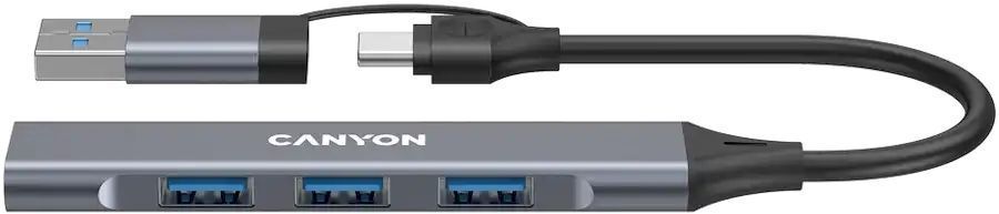 USB-хаб Canyon DS-02 4in1 USB-A/C Grey (CNS-TDS02G) фото1