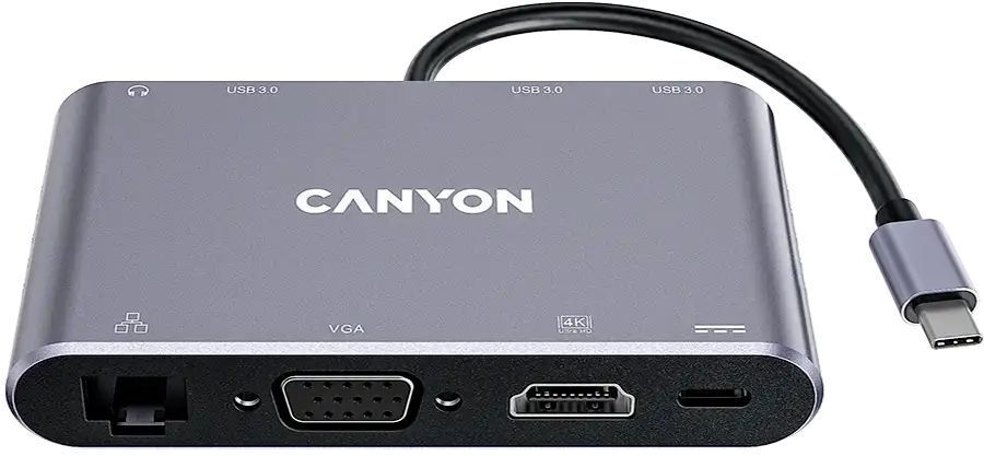 USB-хаб Canyon DS-14 8in1 4k USB-C Dark Grey (CNS-TDS14) фото1