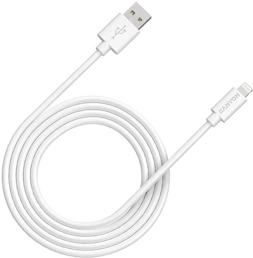 Кабель Canyon USB-A - Lightning 2m White (CNS-MFIC12W) фото1