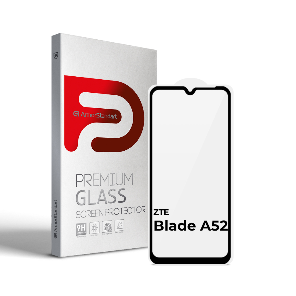 Защитное стекло ArmorStandart Full Glue для ZTE Blade A52 Black (ARM65502) фото1