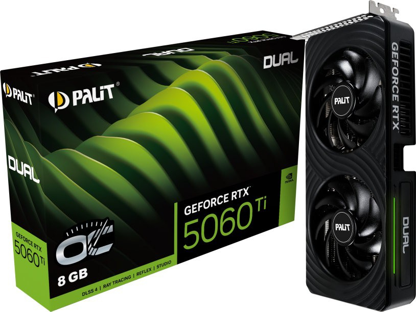 Видеокарта Palit NVIDIA GeForce RTX 5060 Ti Dual OC 8GB GDDR7 (NE7506TT19P1-GB2062D) фото1