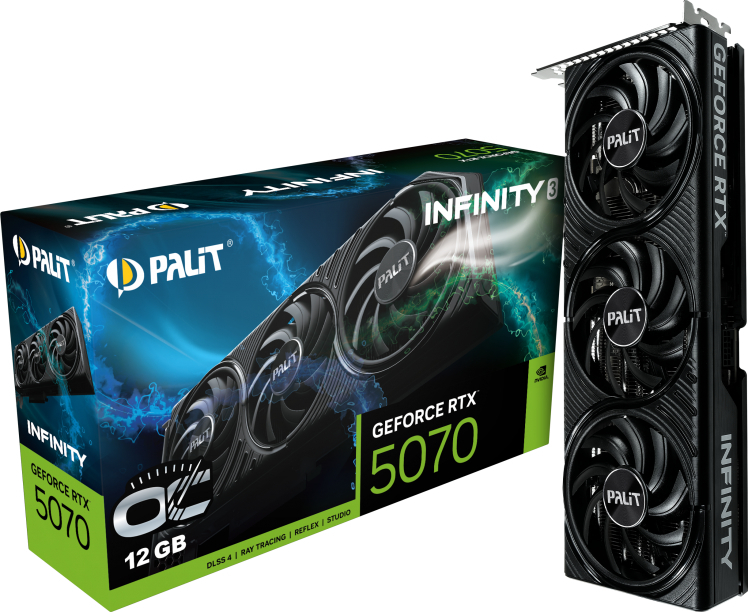 Видеокарта Palit NVIDIA GeForce RTX 5070 Infinity 3 OC 12GB GDDR7 (NE75070S19K9-GB2050S)