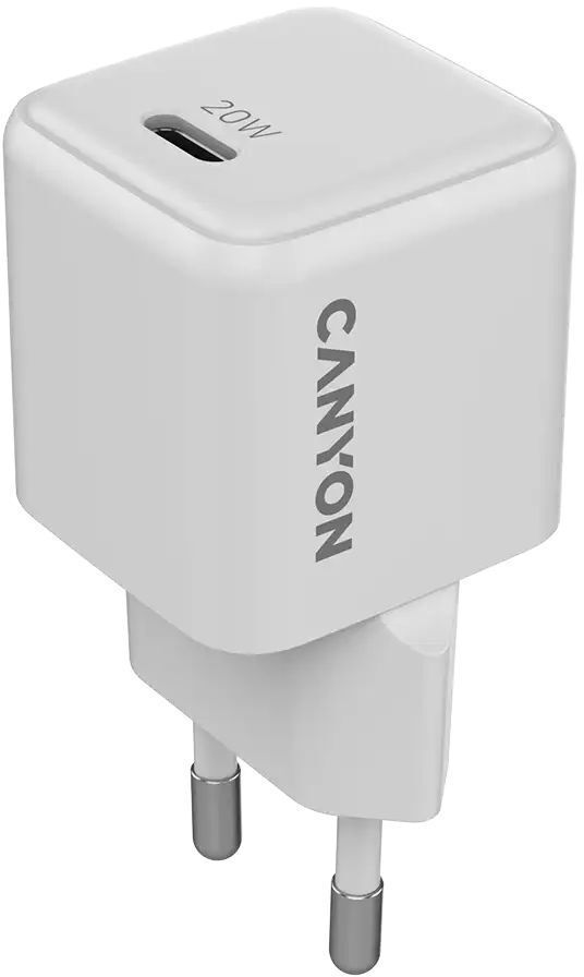 Сетевое зарядное устройство Canyon CU20C GaN 20W 1xPD EU White (CNS-CUW20C) фото1
