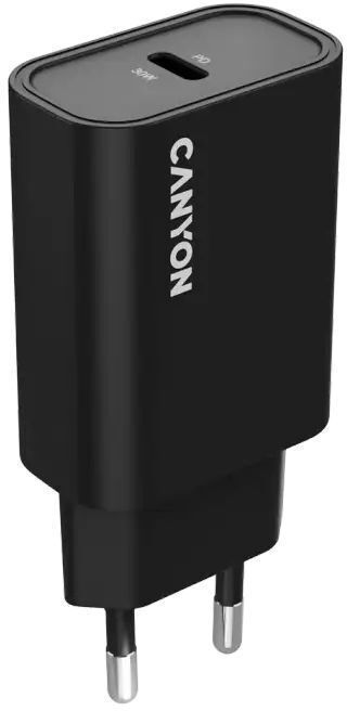 Сетевое зарядное устройство Canyon OnCharge 30CL Max Power 30W 1xPD EU Black (CNE-CHA30CLB) фото1