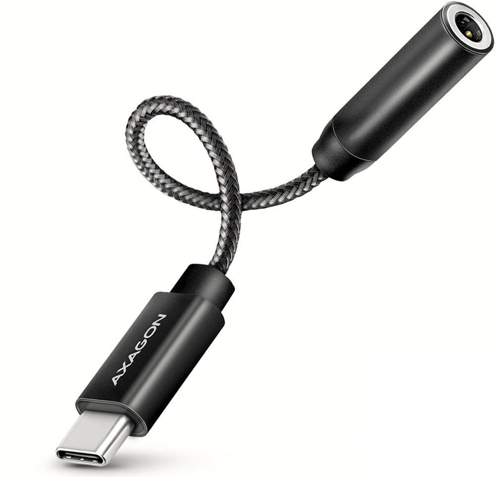 Адаптер Axagon USB-C to Mini-Jack 3.5 mm HI-RES DAC, черный (ADA-HC) фото1